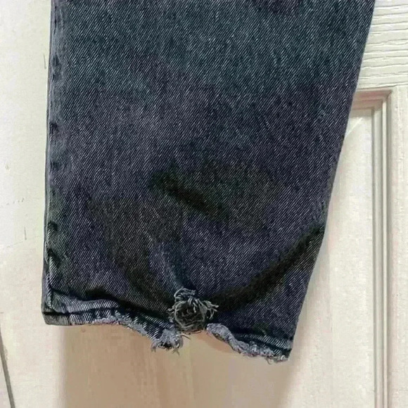 Abercrombie 90’s Straight Ultra High Rise Curve Love Black Distressed Jeans 10R - Picture 8 of 15